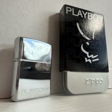 PLAYBOY ZIPPO Windproof Chrome Lighter Hand # Box 46 Made In USA Bradford,PA VTG