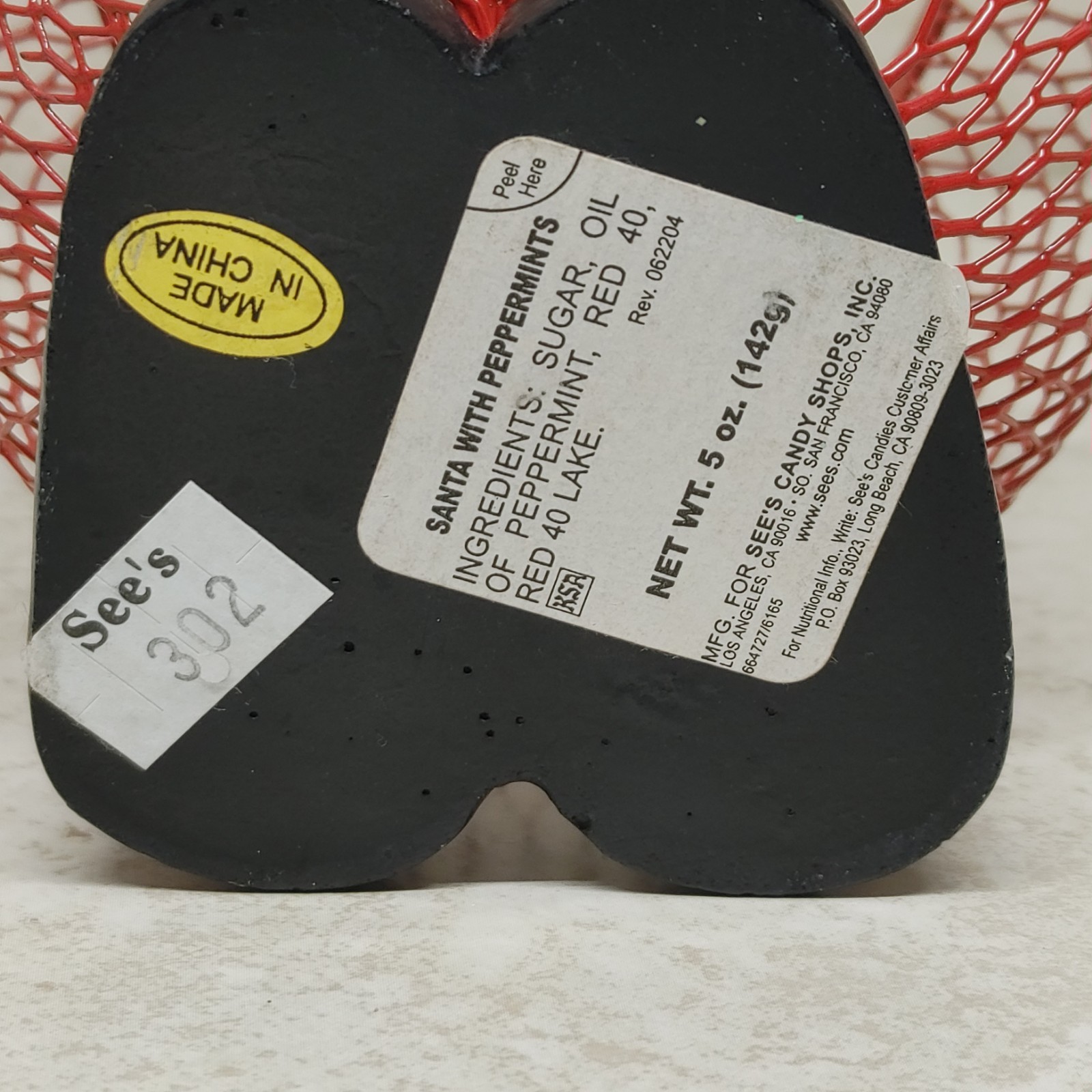 See's Candy Santa Christmas Candy Holder Basket 7" Empty