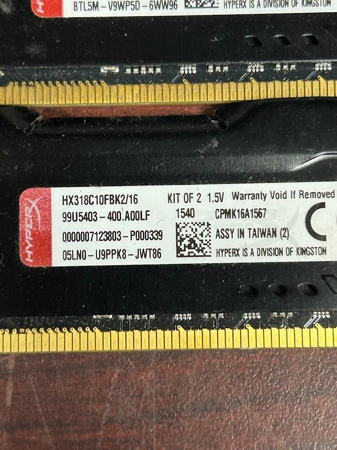 LOTE 3) HYPER X FURY 24GB (3X8GB) DDR3-1866MHz PC3-14900 1.5V HX318C10FBK2/16 #95 Foto 2 de 2