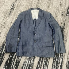 Manuel Ritz Pipo Sport Coat Blazer Men Blue Linen Cotton Blend MRP Sz 48 R