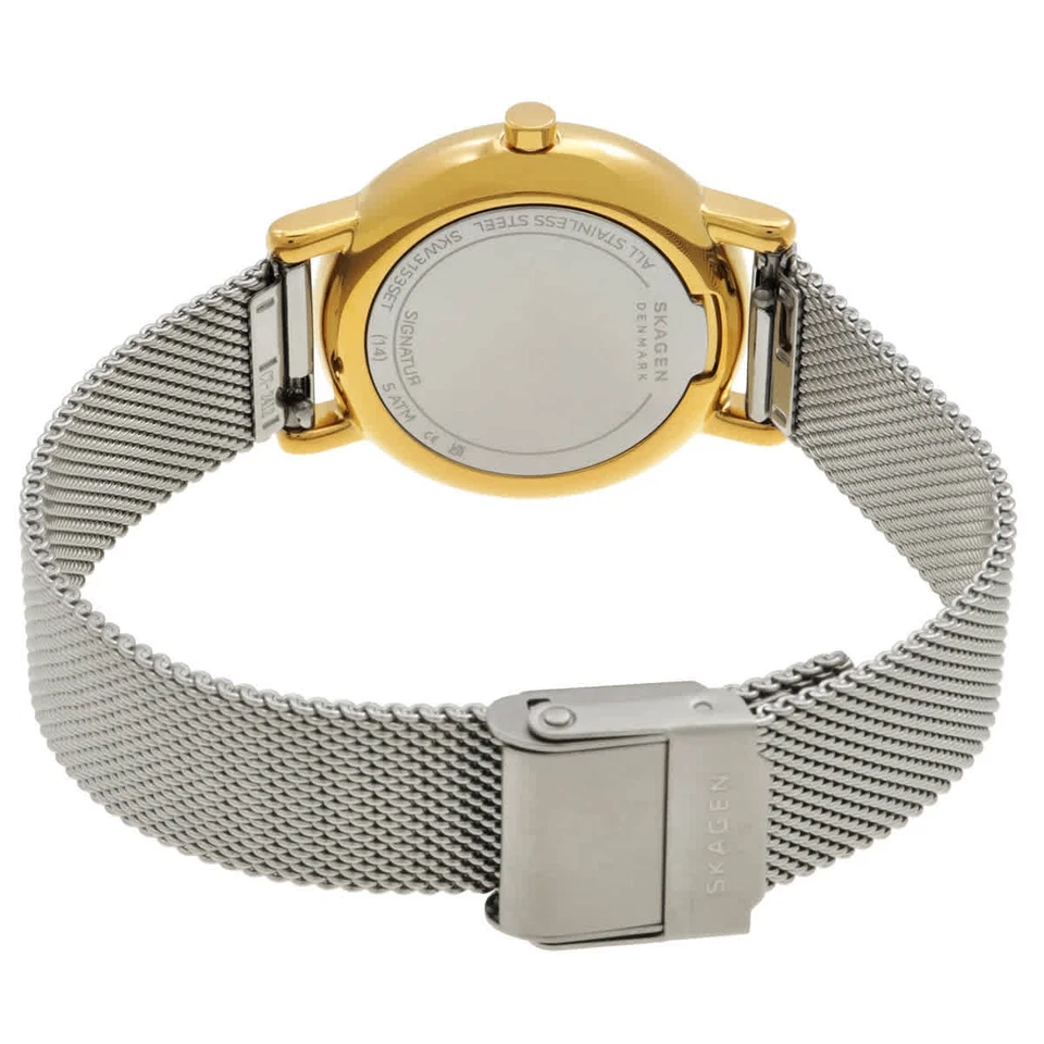 Juego de reloj y pulsera Skagen Signatur Lille de cuarzo con esfera blanca para dama SKW3153SET Foto 3 de 3