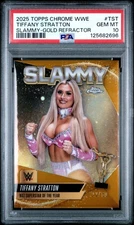2025 Topps Chrome WWE Tiffany Stratton Slammy Award Gold Refractor /50 PSA 10