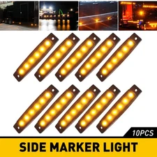 10PC 3.9" Smoked Amber Side Marker Clearance Lights 6 LED for Truck Trailer Boat