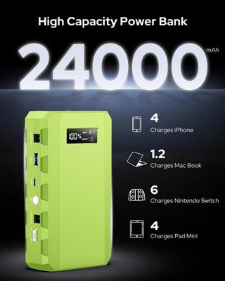 65W Portable Power Bank 88.8Wh AC DC USB C Outdoor Battery Power US Fast Charger
