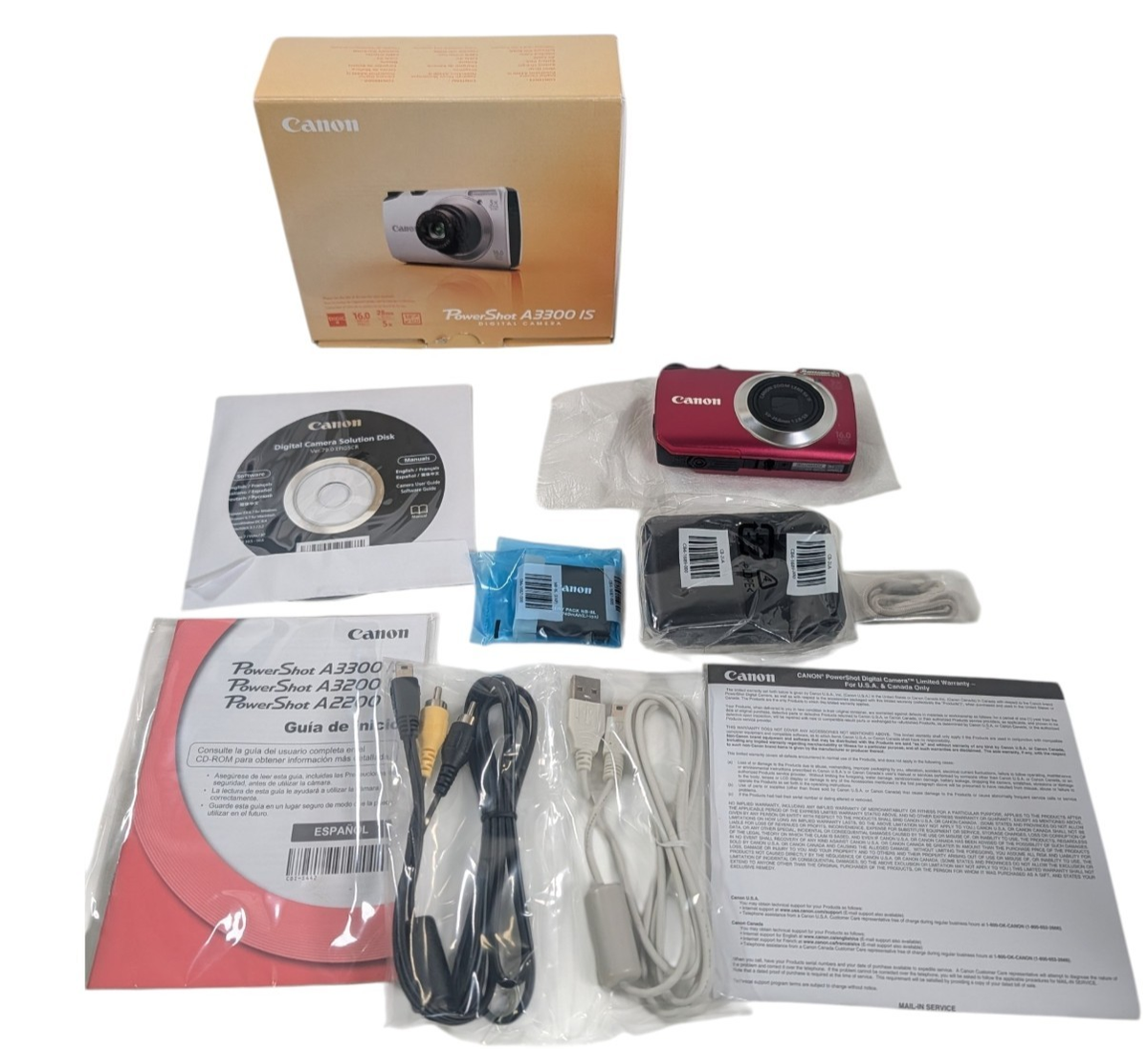 Canon PowerShot A3500 IS 16.0MP Digital Camera - Red for sale