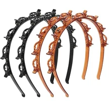  4 Pcs Headband with Clips, Professional Weave Bangs Hairstyle Hairpin 