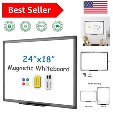Elegant 24x18 Magnetic Whiteboard with Black Aluminum Frame Accessories