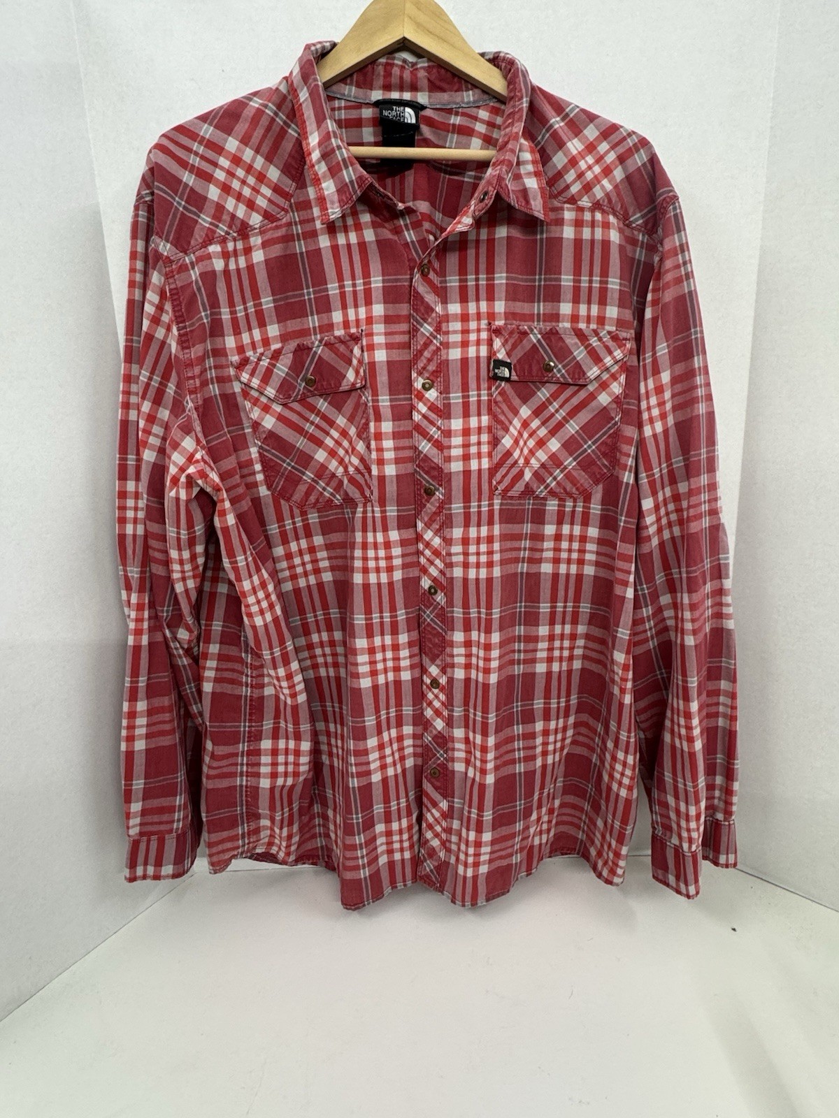 North Face Plaid Pearl Button Shirt Red XXL