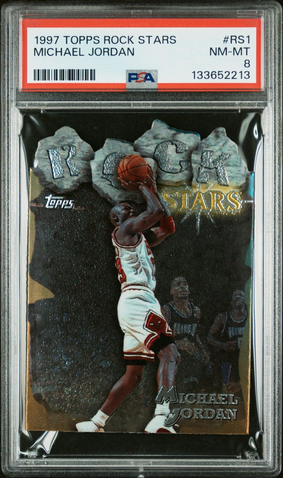 Michael Jordan 1997 Topps Rock Stars RS1 Bulls Card Graded PSA 8