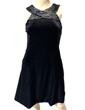 Giorgio Armani Velvet Bead Embroidered A Line Black Cocktail Dress Us 0 2 It 38