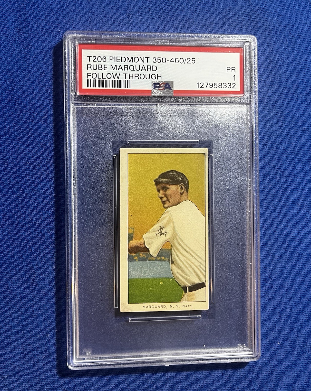 1909-11 T206 Rube Marquard Follow Through NY Piedmont Series 350-460 PSA 1