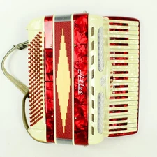 Atlas Model 6130, Made in Italy, Piano Accordion w/Case, Red