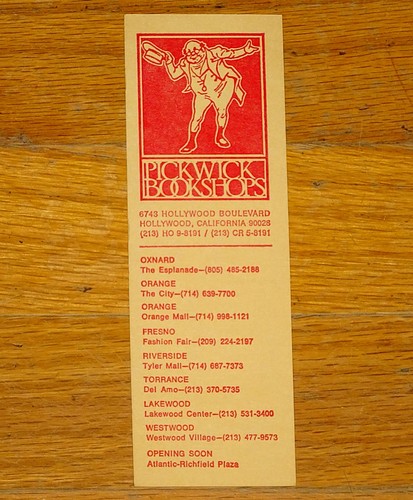 VINTAGE PICKWICK BOOKSHOP BOOK STORE AD~PROMO BOOKMARK~HOLLYWOOD CALIFORNIA