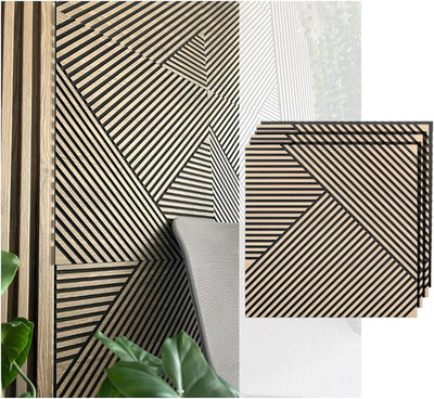 3D Wall Panel MDF + PVC. Panel 7 - Pack 24.0 X 24.0 In. Color Light Oak for Inte