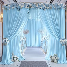 16x10FT Baby Blue Backdrop Curtains for Wedding Parties, Wrinkle Free Polyest...