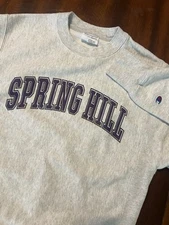 Vtg Champion Reverse Weave Crewneck Sweatshirt Spring Hill College Small Gray