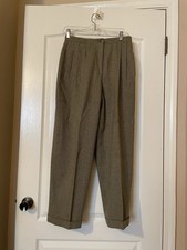 Vintage Lizsport Wool Blend Size 8 Herringbone Pant High Waist Pleated Cuffed