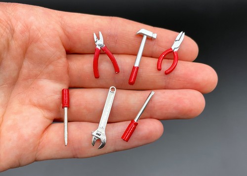 Miniature Handheld Tools and Toolbox. Dollhouse DIY Accessories. Scale 1:6 and - Picture 5 of 8