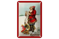Blechschild Weihnachten Santa Claus Geschenke Schnee 12X18 Cm Schild