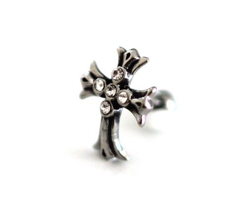 3D Skull Fake Plug Strass Tunnel Silber Ohrstecker Ohrring Rock Zirkonia Gothic - Bild 3 von 16