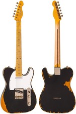 Vintage V59mrbk Icon T-style Bound Solid Body Electric Guitar, Distressed Black