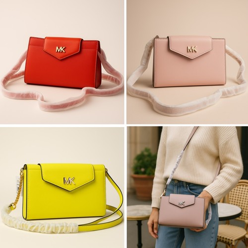 Michael Kors Mott Large Clutch Smooth Leather Crossbody Bag