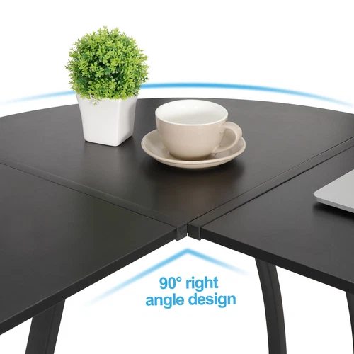 White/Brown/Black L-Shaped Computer Desk Gaming Table with Large Desktop Home  - Picture 4 of 25