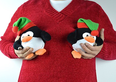 Naughty Penguin Boob 3X Ugly Xmas Sweater Custom OOAK Red V Neck