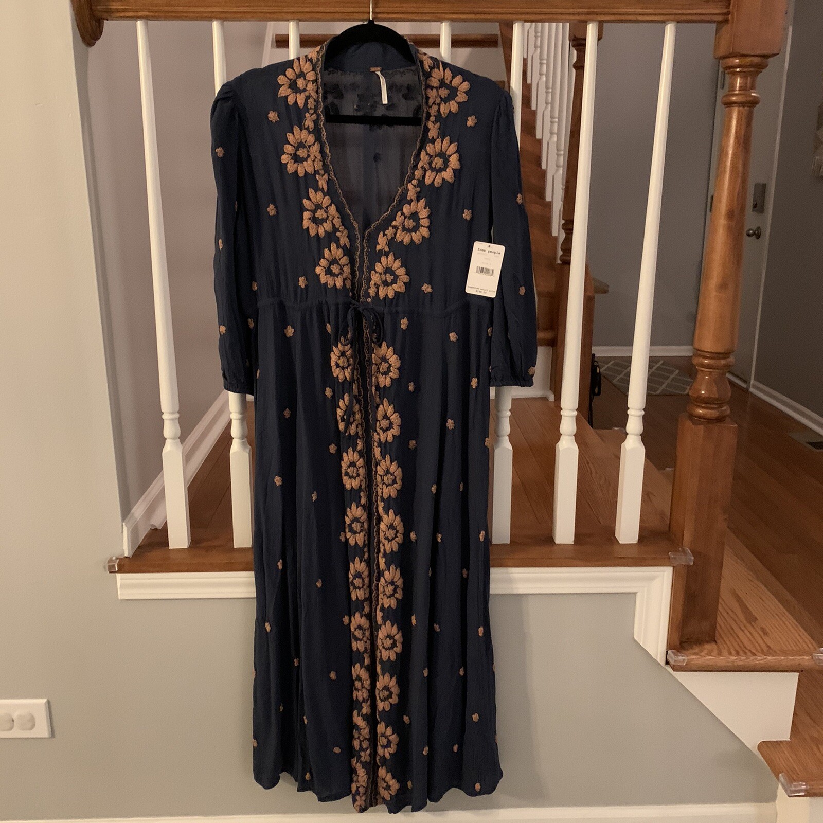 embroidered fable midi dress