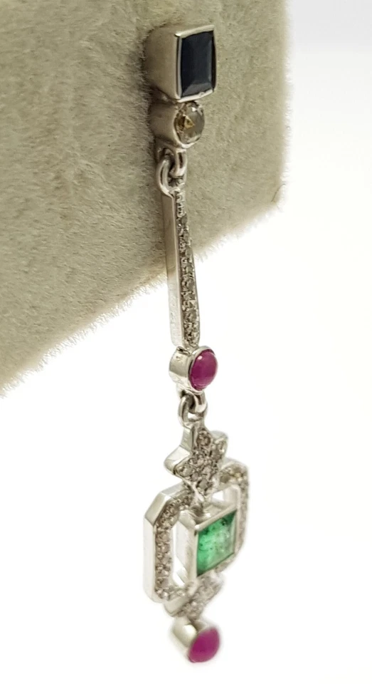 Fantastische Rubin Saphir Smaragd Edelstein 925 Sterlingsilber Pflastern Diamant - Bild 4 von 4