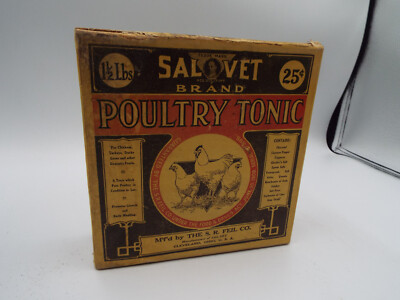 Antique Sal-Vet Poultry Tonic Box Early 1900s Unopened Great Graphics