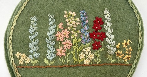 Vintage FILZ NÄHNADELHALTER Blumenmuster 50er 60er 70er Handarbeit - Bild 6 von 6