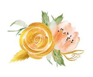 Rose sticker // die-cut watercolour decal // boho, bohemian, peach, gold,  flower | eBay