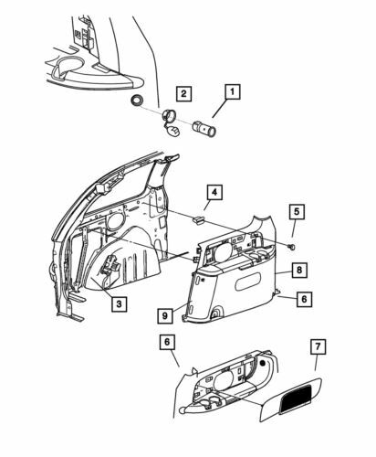 Panel de recubrimiento del cuarto trasero para Dodge Grand Caravan 2005-2007 (P/N WY31BD1AB)