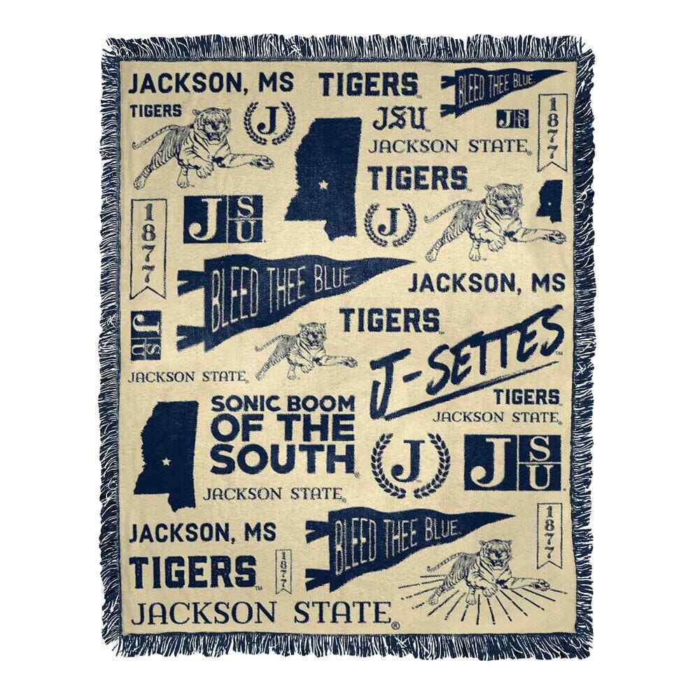 NCAA Mapping Jackson State Jacquard Multi-Color Throw Blanket