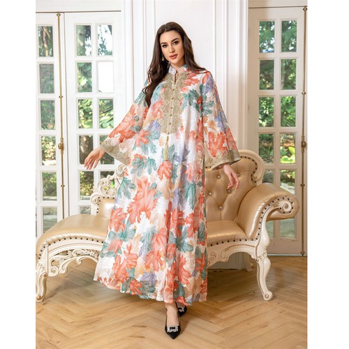 Muslim Women Abaya Long Sleeve Dress Dubai Islamic Party Robes Robe Evening - Picture 75 of 107