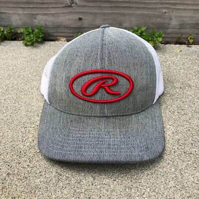 VTG PACIFIC HEADWEAR Rawlings Trucker Hat Men's Embroidered Snapback Grey  Cap