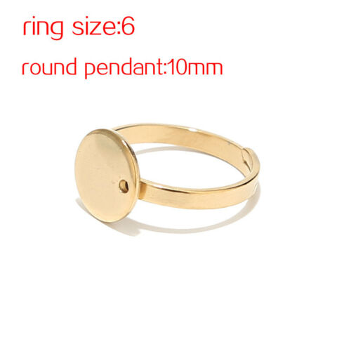 20pcs Gold/Silver Stainless Steel Round Flat Ring Base Adjustable Ring Settings - Picture 6 of 6