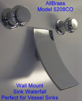 Wall Mount Sink Waterfall Faucet Perfect for vessel sink AllBrass FREE SHIPPING 