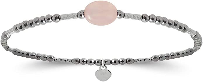 Elastic Silver 925 Rhodium Bracelet with Natural Stones-image