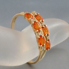 Ring mit Feueropal + Diamant Besatz in 585/14k Gelbgold - Gr. 66 -908