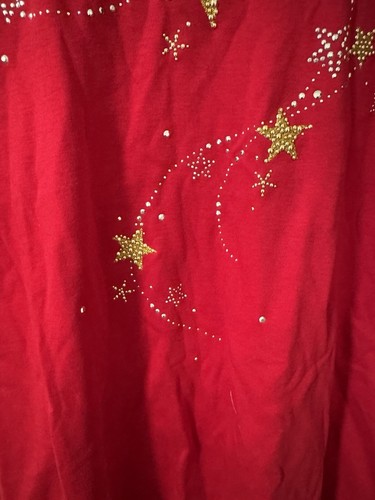 Quacker Factory Wishing On a Star 3/4 Sleeve Top Tee Red Sparkle Rhinestone NWT - Bild 4 von 11