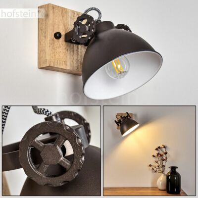 Applique Murale Hofstein – Style Vintage Industriel – Métal Noir – Lampe D'intérieur