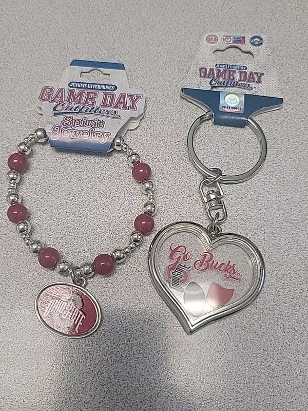 Ohio State Buckeyes Bead Bracelet & Keychain GAME DAY Made in USA. New