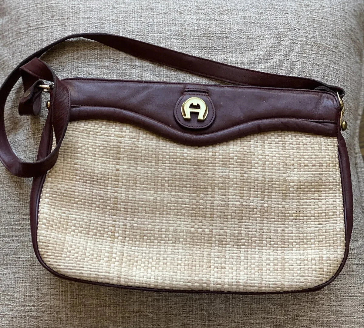 Etienne aigner straw best sale purse
