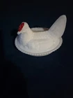 Westmorland Hen On Nest With Red Comb & Eye Milk Glass Candy Nut Dish Vintage