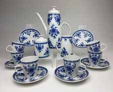 Lichte Mokkaservice 6 Personen Echt Kobalt weis blau