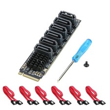 NVMe to SATA iii 6G 6-Port Adapter Card, with 6x SATA3 Cable, ASM1166