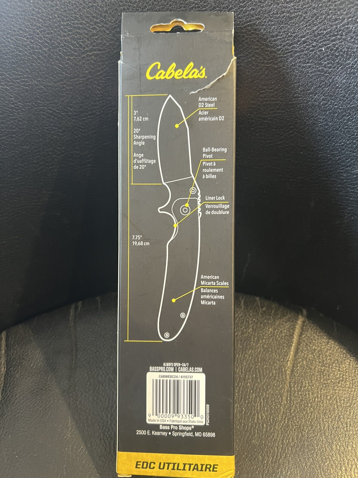 Cabela's Utilitarian EDC D2 Steel Folding Pocket Knife 3” Blade New