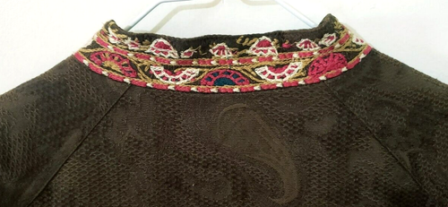 Coldwater Creek Brown W/Pink Embroidered Floral Paisley Jacket, Size Petite 14 - Picture 11 of 13
